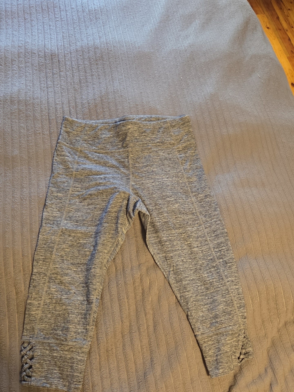 Calvin Klein Kids Heather Gray Capri Leggings with Lattice Hem